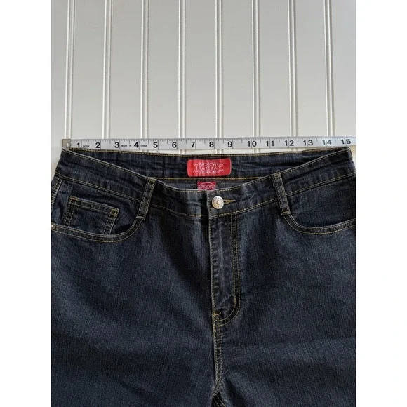 JeanBay Womens 10 Y2K Dark Wash Jeans Embroidered Back Pockets Straight - Picture 8 of 10